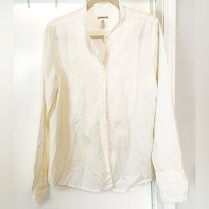 Polo Jeans Co by Ralph Lauren White Embroidered Blouse Shirt M